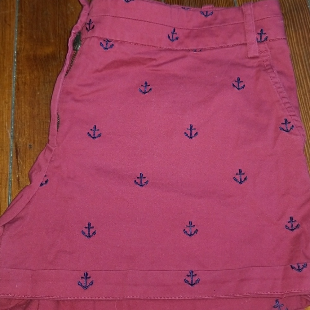 Red shorts with Navy anchor print